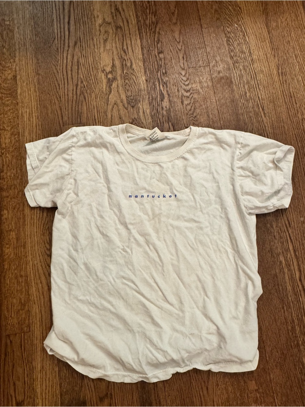 Comfort Colors White Nantucket Crewneck Tee with Blue Text